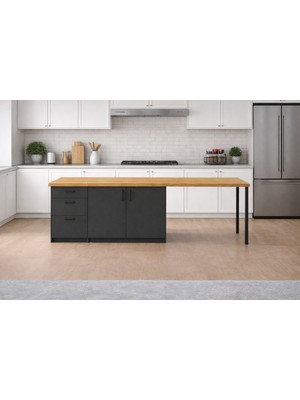 T Designo Lal Mutfak Adası - 3 Çekmeceli 2 Kapaklı-Çok Amaçlı Dolap-Alt Modül-Kiler - 250 cm