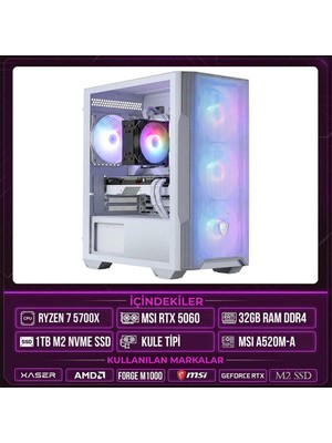 MSI Msı Forge M100 Ryzen 7 5700X 32GB Ram 1tb M.2 Nvme SSD 8gb RTX5060 Msı Masaüstü Oyuncu Oem Paket