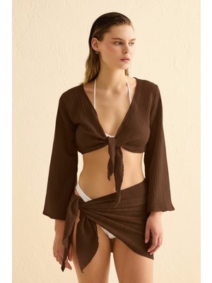 Aquella Kahverengi Crop-Top Pareo