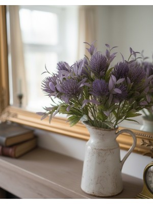 Bakburaya Yapay Çiçekçilik Yapay 1 Adet 35 cm Mor Deve Dikeni Aranjman Ara Dal Saksı Vazo Süsü