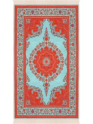 Bursa İpek Su Yeşil Kadife Halı Seccade