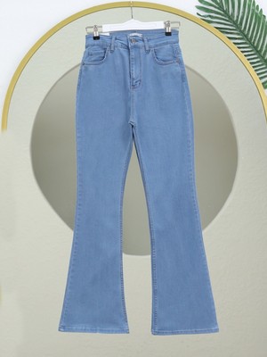 Modamorfo Ispanyol Paça Yüksek Bel Kot Pantolon   -Açık Mavi