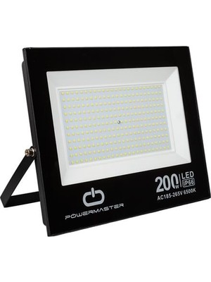 Powermaster PM-22583 200 Watt - 220 Volt Beyaz 6500K IP66 120* Işık Açısı Siyah Slim Kasa LED Proje