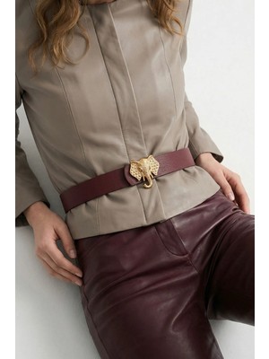 Milleniva Fil Gold Tokalı Bordo Kadın Bel Kemeri