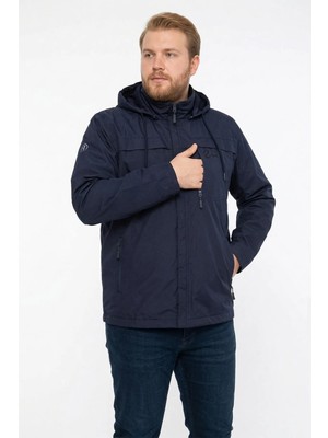 Remsa Spor Büyük Beden Erkek Kapüşonlu Rüzgar Geçirmez Cep Detaylı Içi Fileli Yağmurluk Laci Remsa Spor TH901