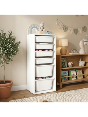 Seven Madame Kids Club Sora 6 Sepetli Mıx Oyuncak Dolabı |  46X30X120 cm | Çocuk Odası Düzenleyici | Çok Amaçlı Dolap