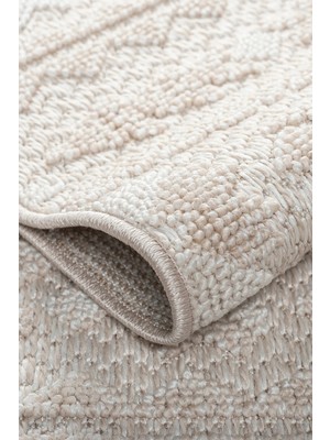 Estiva Home Bej Krem Bukle Dokuma Halı – Yumuşak Dokulu, Antialerjik, Kaymaz Taban – Salon, Oturma Odası ve Koridor Halısı