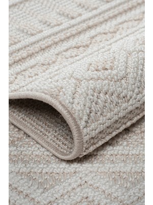 Estiva Home Bej Krem Bukle Dokuma Halı – Yumuşak Dokulu, Antialerjik, Kaymaz Taban – Salon, Oturma Odası ve Koridor Halısı