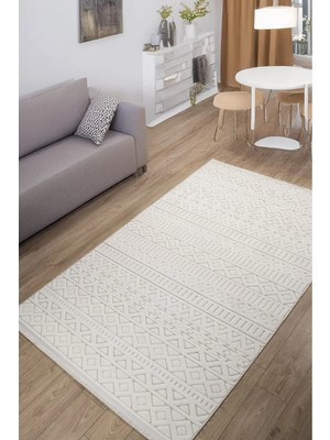 Estiva Home Krem Hasır Desen Sisal Bukle Dokuma Halı – Saçaklı, Kaymaz Taban – Salon, Mutfak ve Çocuk Odası Yolluk Halısı