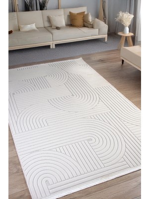 Estiva Home Beyaz Krem Hasır Desen Sisal Dokuma Halı – Kaymaz Taban, Saçaklı – Salon, Mutfak ve Çocuk Odası Yolluk Halısı