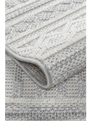 Estiva Home Gri Krem Bukle Dokuma Halı – Yumuşak Dokulu, Antialerjik, Kaymaz Taban – Salon, Oturma Odası ve Koridor Halısı