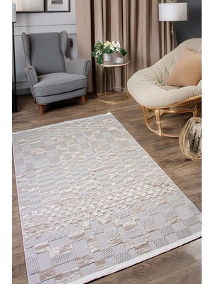 Estiva Home Bej Gri Hasır Desen Sisal Bukle Dokuma Halı – Kaymaz Taban, Saçaklı – Salon, Mutfak ve Çocuk Odası Yolluk Halısı