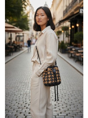 Luna Jewelry El Yapımı Kadın Renkli Örgü Bucket Ayarlanabilir Askılı Omuz Çantası