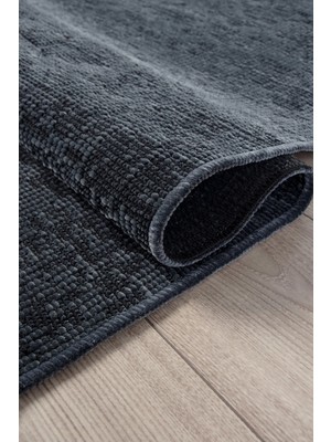 Estiva Home Antrasit Şönil Dokuma Kilim Halı – Hasır / Sisal Desen, Salon, Oturma Odası, Mutfak ve Çocuk Odası Yolluk Halısı