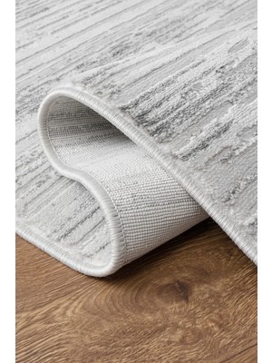 Estiva Home Gri Krem Çizgili Modern Halı – Toz Tutmaz, Antialerjik, Antibakteriyel – Salon, Oturma Odası ve Yolluk Halısı