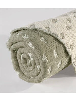 Peshtemalsan 9 Katlı %100 Pamuk 220 x 240 Müslin Yorgan Yatak Örtüsü Yeşil