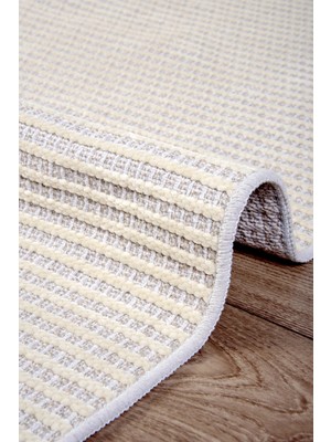 Estiva Home Beyaz Krem Şönil Dokuma Kilim Halı – Hasır Dokulu, Yıkanabilir, Kaymaz Taban – Salon, Oturma ve Çocuk Odası Yolluk Halısı