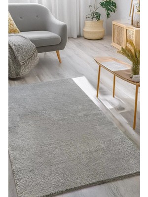 Estiva Home Gri Post Peluş Halı – Ultra Yumuşak, Yıkanabilir, Kaymaz Dot Taban, Antibakteriyel – Salon, Koridor ve Çocuk Odası Halısı