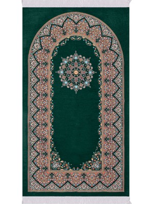 Bursa İpek Zümrüt Şemse Desen Kabartmalı Özel Dokuma Seccade