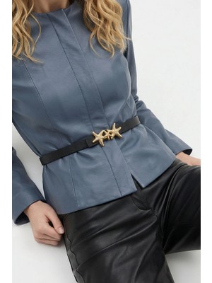 Milleniva Deniz Yıldızı Gold Tokalı Siyah Kadın Bel Kemeri