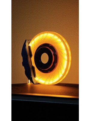 MORFEM3D Sarı Disk Fren Tasarımlı Dekoratif Lamba – Araba Tutkunlarına Özel Masa Üstü Tasarım