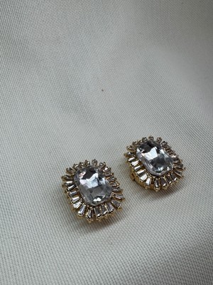 Baget Taşlı Dikdörtgen Cufflink (Düğme Broşu)