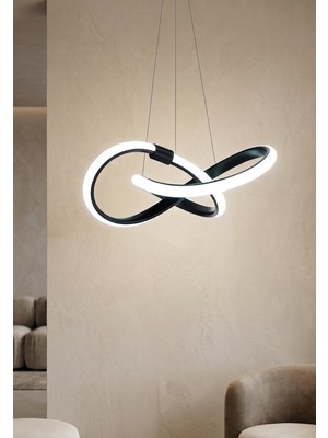 Lzy Avize Store Kar Çiçeği Siyah Avize 3 Renkli Led– Modern Salon, Mutfak, Çocuk Odası ve Antre Aydınlatma