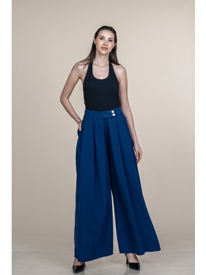 MissVina Yüksek Bel Bol Paça Pileli Kumaş Pantolon 30367