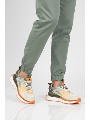 Pierre Cardin Beyaz Haki Fileli Hafif Esnek Hafızalı Taban Unisex Spor Ayakkabı PCI-10106 G