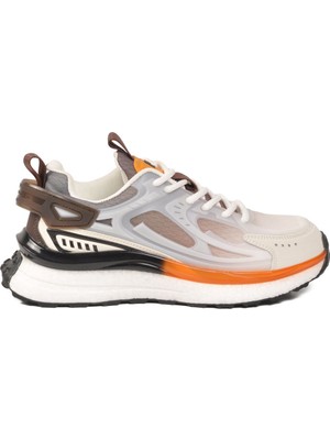 Pierre Cardin Beyaz Kahve Fileli Hafif Esnek Hafızalı Taban Unisex Spor Ayakkabı PCI-10106 G