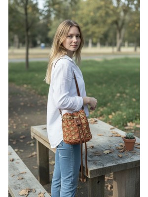 Luna Jewelry El Yapımı Kadın Renkli Örgü Bucket Ayarlanabilir Askılı Omuz Çantası