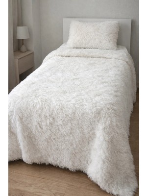 Saymine Kuzu Peluş Süet Taban Tek Kişilik Yatak Örtüsü ve Yastık Takımı - Yumuşak Dokulu 150X250CM