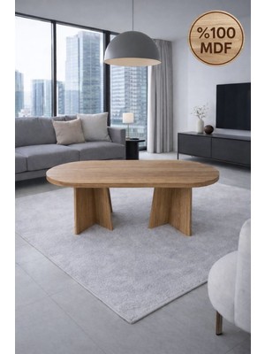 Mobilyacın Oval Salon Yemek Masası Mantar Ayak 36MM Kalın Kenarlı -180X90-AFRIKA Ceviz