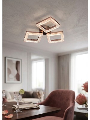 Lzy Avize Store 3 Renkli Kristal Kare 3’lü Krom Avize – Salon, Yemek Masası, Mutfak, Antre ve Çocuk Odası Aydınlatma