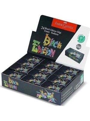 Faber-Castell Black Edition Siyah Silgi No:24 Tekli 3 Adet Türkiye Menşeli Kaliteli Ürün