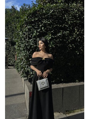 Mbk Fashion Düşük Omuz Şık Uzun Abiye Elbise