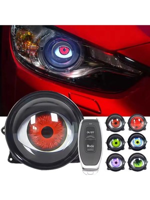 Btl Otomotiv Şeytan Gözü (12V-36V) LED Far Motosiklet Uyumlu Kumandalı 6 Modlu Renkli Mercekli LED 1 Çift