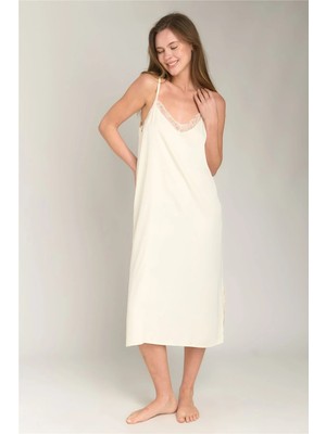 Lovely Things Darlene Saten Ip Askılı Gecelik - Ekru