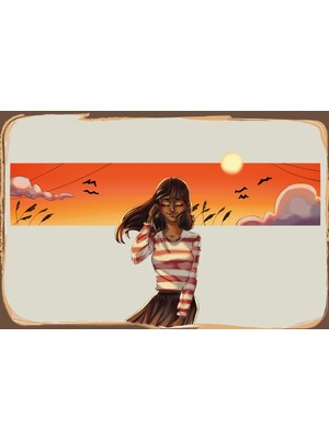 tp Retro Vintage 5 mm Ahşap Üzerine Gün Batımı Temalı Poster Tablo 20X30 cm