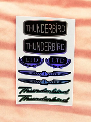Thunderbird Hologram Oto Kelebek Cam Sticker Seti Araba Cam Yazıları Universal Araç Sticker Seti