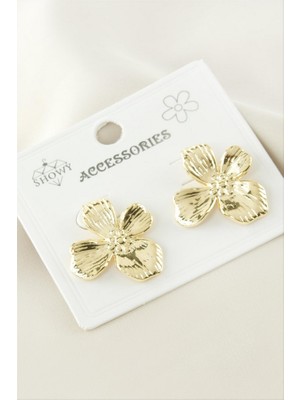 Zero Land Drnds Çiçek Metal Küpe - Sarı