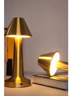 Exenar Minimalist Metal Şarjlı Masa Lambası - Dokunmatik 3 Renk Ayarlı Dekoratif Gece Lambası