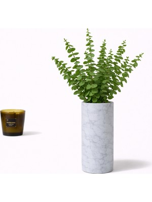 Madame Nazar 1.kalite Gerçekçi Okaliptus Yapay Çiçek – 1 Demet - 45 cm Solmaz, Masa ve Salon Dekoru