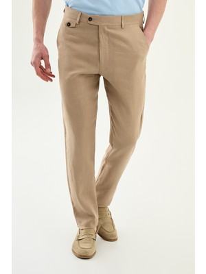 MCR Düz Slim Fit %100 Keten Erkek Pantolon