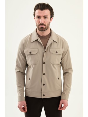 MCR Düz Slim Fit Gömlek Yaka Yandan Cepli Erkek Mont