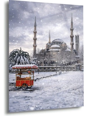 Shiny Art Karlı Sultanahmet Camii Cam Tablo - ISL245