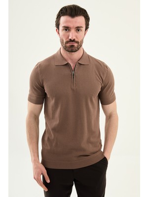 MCR Desenli Slim Fit Polo Yaka Erkek Triko T-Shirt