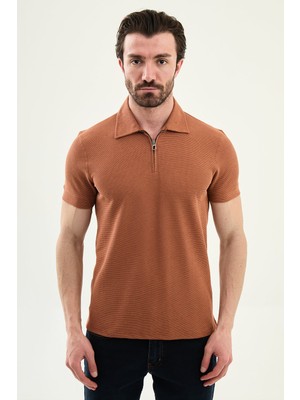 MCR Düz Slim Fit Fermuarlı Polo Yaka Erkek T-Shirt
