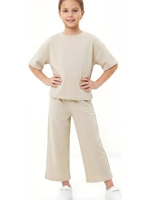 Modanino Kız Çocuk Taş Süslemeli Uzun Kaprili Alt-Üst Takım 4-12 Yaş 12566