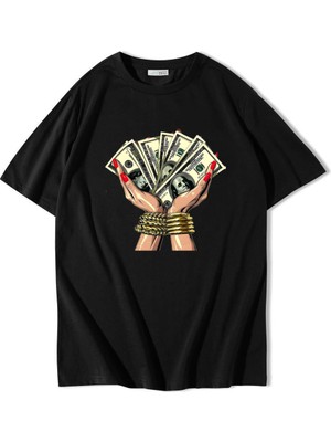 Brz Collection Unisex Oversize Money T-Shirt Siyah